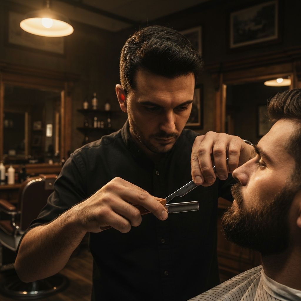 Barba aparada com navalha